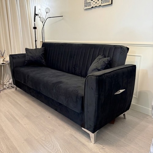 Tual black silver sofa bed - black,