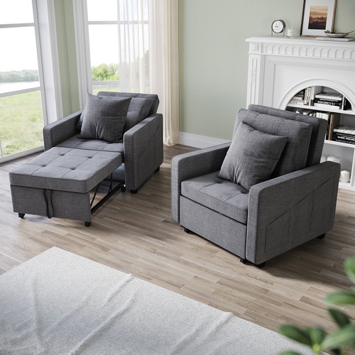 Grey folding sofa bed - sofa,