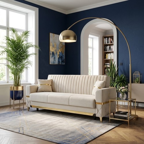 Cream gold pera sofa bed - gold,