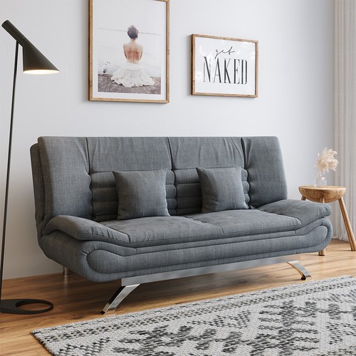 Grey sofa bed seater linen - 2,